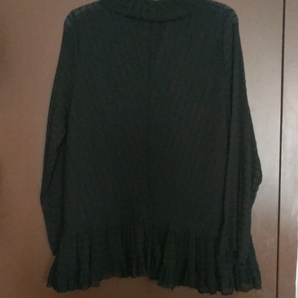Zara Ruffle Stripes Chiffon Shirt - Picture 4 of 7